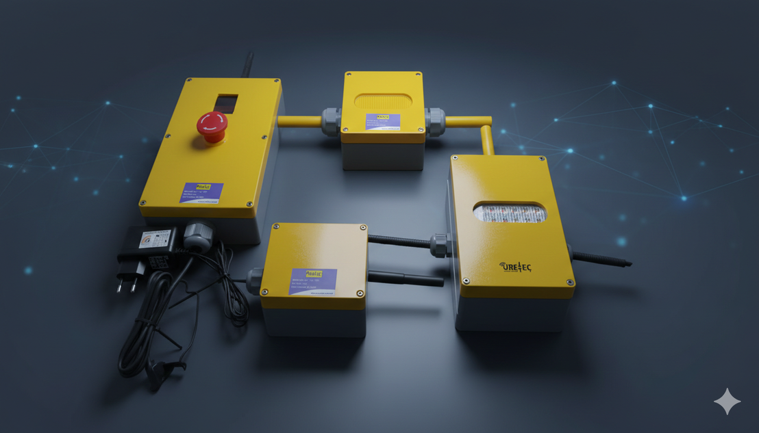 Yeraltında acil uyarı ışıkları ve anons sistemi