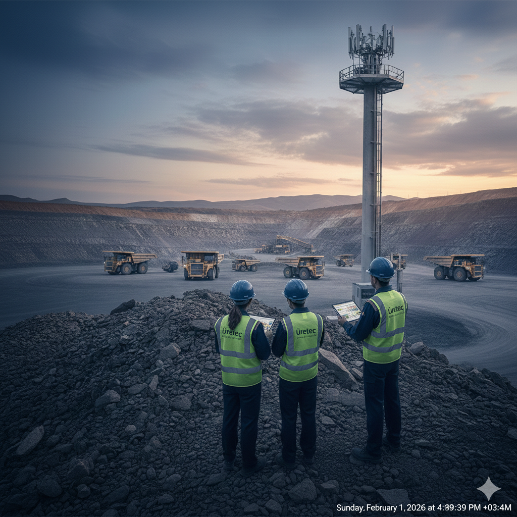 Maden tünelinde saha mühendisi ve leaky feeder hattı